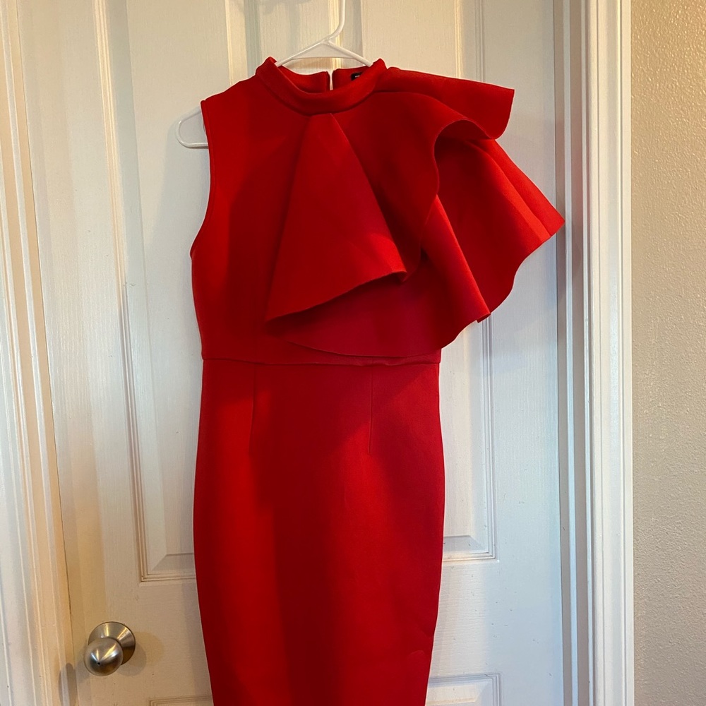 True red scuba fabric dress